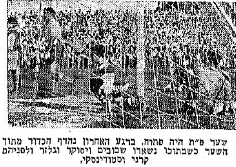 קובץ:מעריב 20-11-1955 רגע ממשחק גביע הפועל פתח תקווה (נ) (19.11.1955) הכדור מורחק מקו השער לאחר התקפת מכבי.jpg