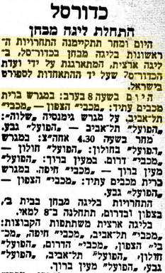 קובץ:הארץ 24-04-1953 לקראת משחק כדורסל מכבי צפון תל אביב (24.04.1953).jpg